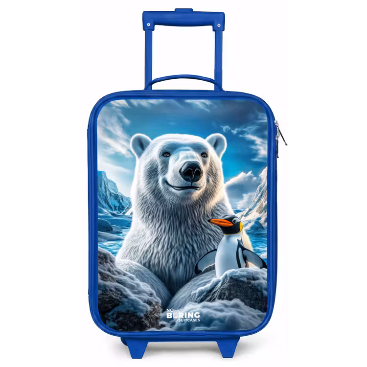 IJsbeer en pinguïn in besneeuwd berglandschap Kinderkoffer - Blauw klein -zz3dotto