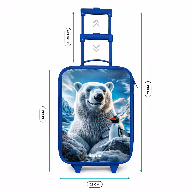 IJsbeer en pinguïn in besneeuwd berglandschap Kinderkoffer - Blauw klein -productfoto_formaten