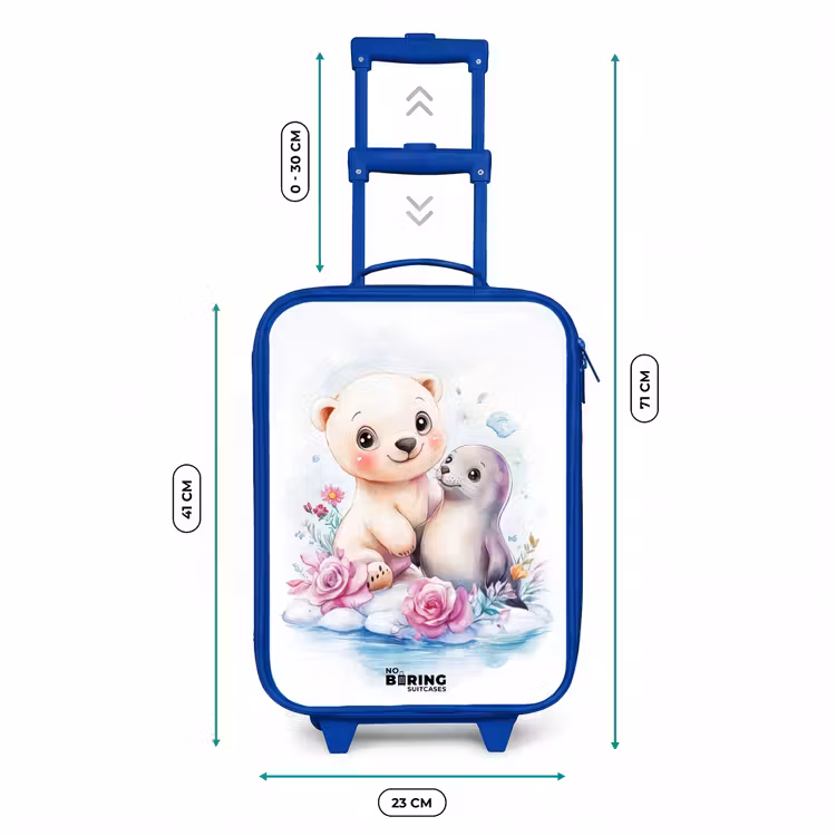 IJsbeer en zeehond op een ijsschots Kinderkoffer - Blauw klein -productfoto_formaten
