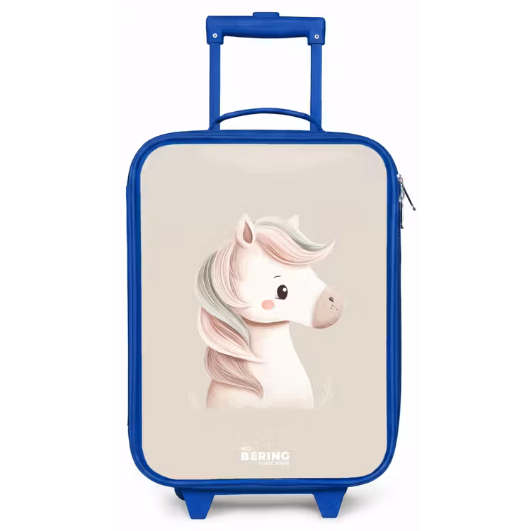 Pony in roze pastel kleuren Kinderkoffer - Blauw klein -zz3dotto