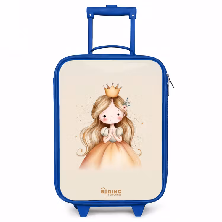 Prinses in gouden tinten Kinderkoffer - Blauw klein -3d