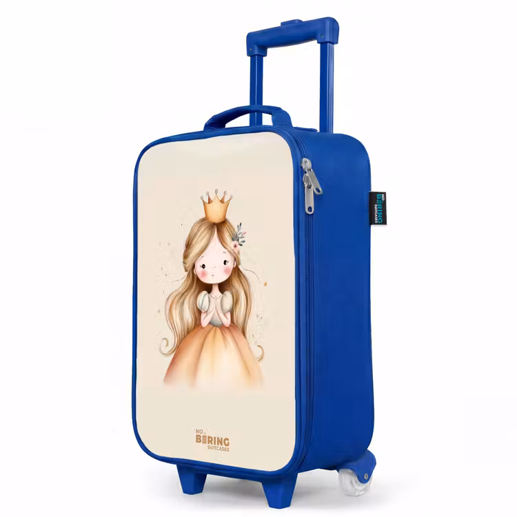 Prinses in gouden tinten Kinderkoffer - Blauw klein -productfoto_schuin