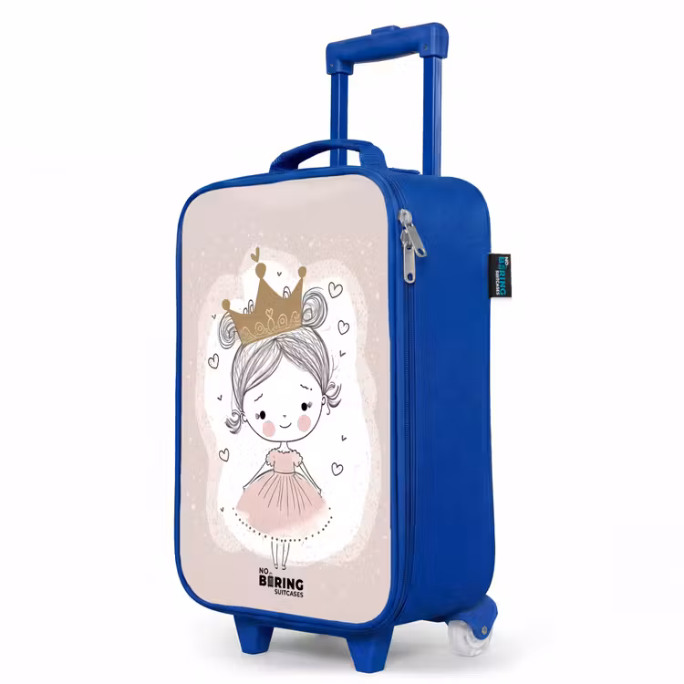 Prinses op gekleurde achtergrond met hartjes Kinderkoffer - Blauw klein -productfoto_schuin