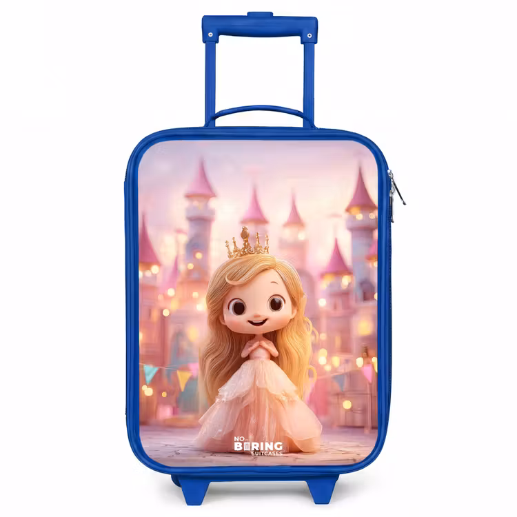 Prinses - Roze - Kasteel Kinderkoffer - Blauw klein -3d