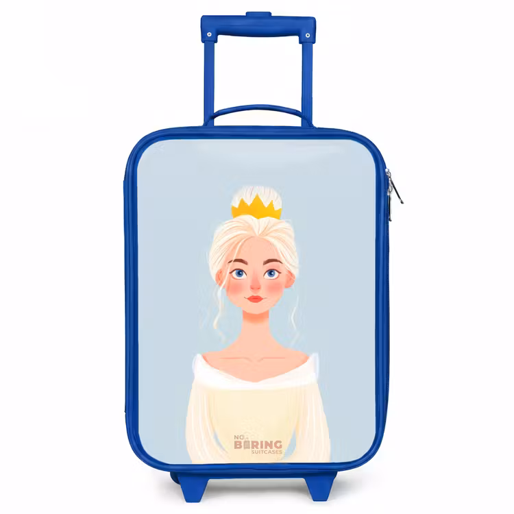 Prinses met een gouden kroon - Blauw Kinderkoffer - Blauw klein -3d