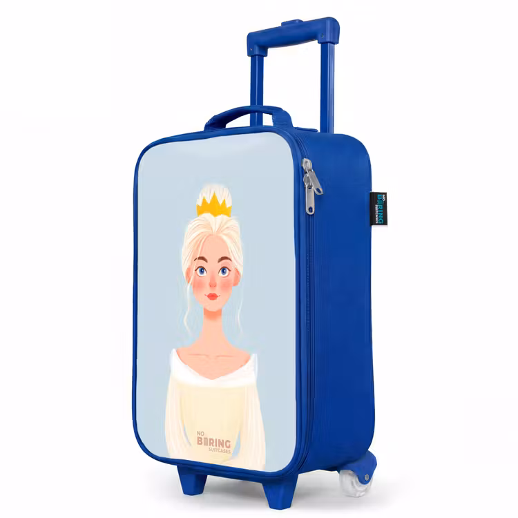Prinses met een gouden kroon - Blauw Kinderkoffer - Blauw klein -productfoto_schuin