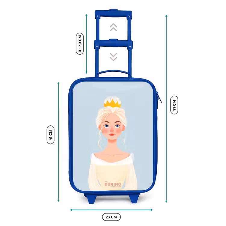 Prinses met een gouden kroon - Blauw Kinderkoffer - Blauw klein -productfoto_formaten