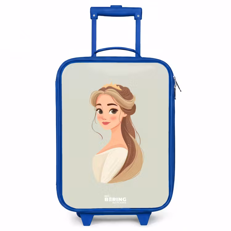 Prinses met een tiara - Groen Kinderkoffer - Blauw klein -3d