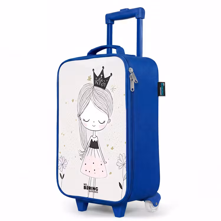 Prinses met zwart jurkje Kinderkoffer - Blauw klein -productfoto_schuin