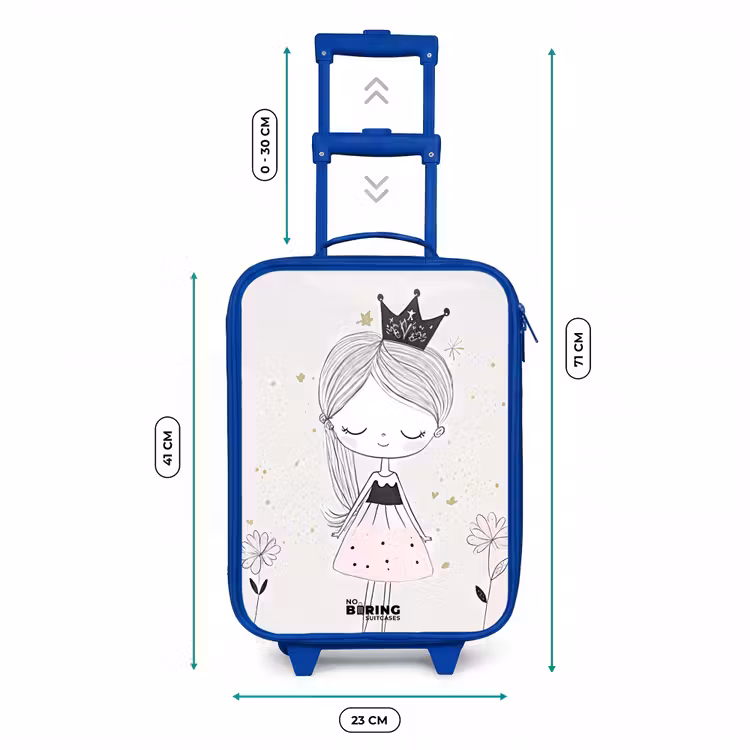 Prinses met zwart jurkje Kinderkoffer - Blauw klein -productfoto_formaten