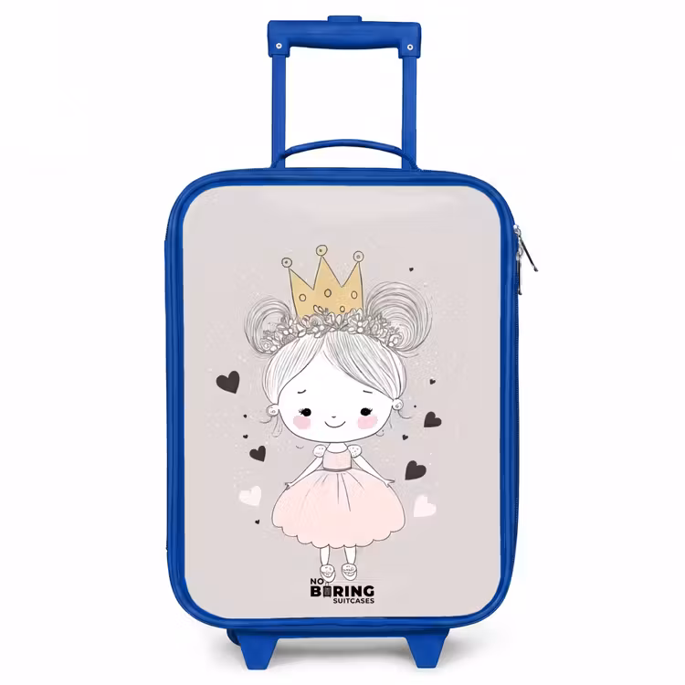 Prinses met knotjes Kinderkoffer - Blauw klein -3d