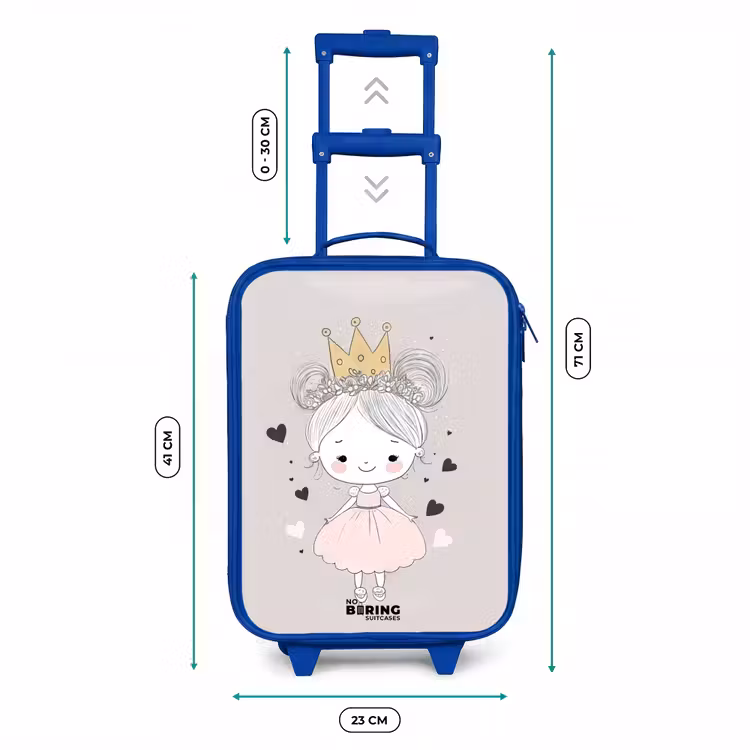 Prinses met knotjes Kinderkoffer - Blauw klein -productfoto_formaten