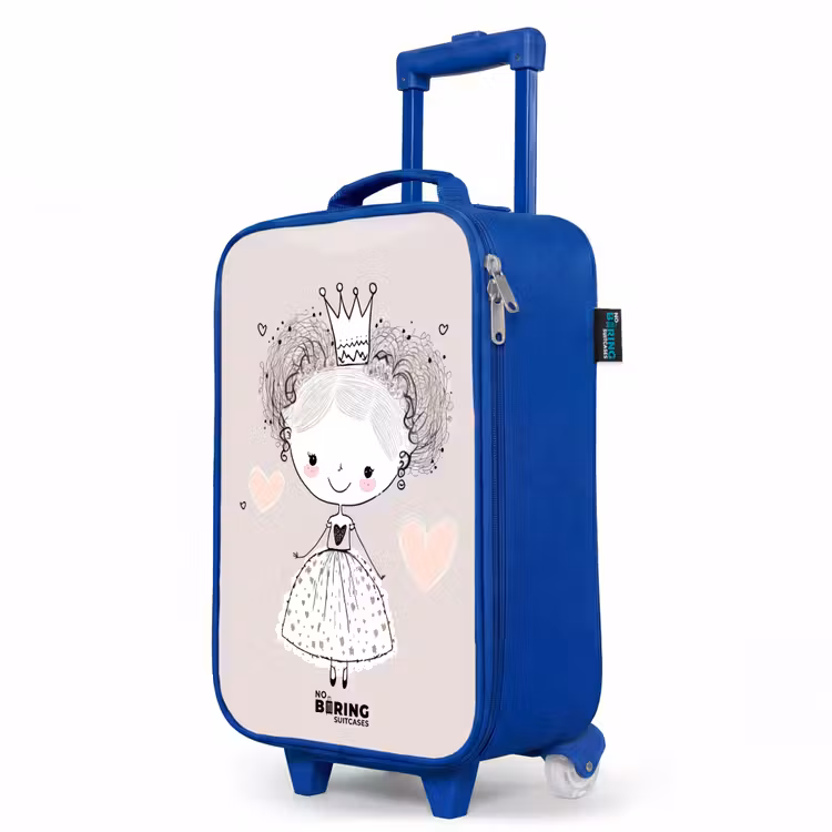 Prinses met krulletjes Kinderkoffer - Blauw klein -productfoto_schuin