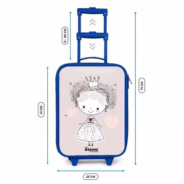 Prinses met krulletjes Kinderkoffer - Blauw klein -productfoto_formaten