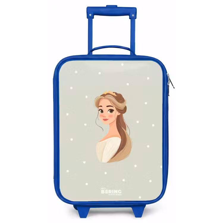 Prinses met tiara op groene stippenachtergrond Kinderkoffer - Blauw klein -zz3dotto