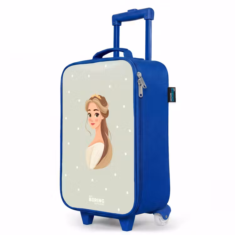 Prinses met tiara op groene stippenachtergrond Kinderkoffer - Blauw klein -productfoto_schuin