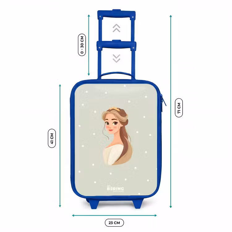 Prinses met tiara op groene stippenachtergrond Kinderkoffer - Blauw klein -productfoto_formaten
