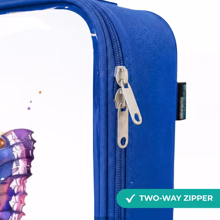 Paarse prachtvlinder Kinderkoffer - Blauw klein -rits_EN