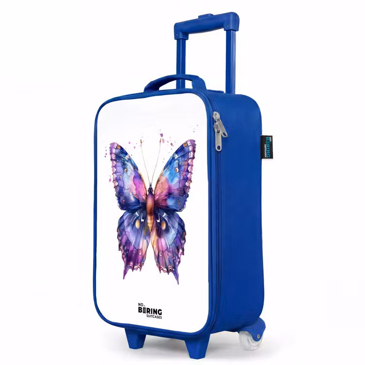 Paarse prachtvlinder Kinderkoffer - Blauw klein -productfoto_schuin
