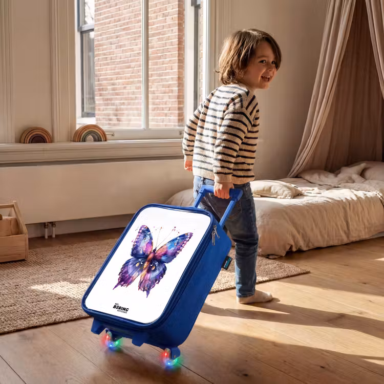 Paarse prachtvlinder Kinderkoffer - Blauw klein -sfeer1
