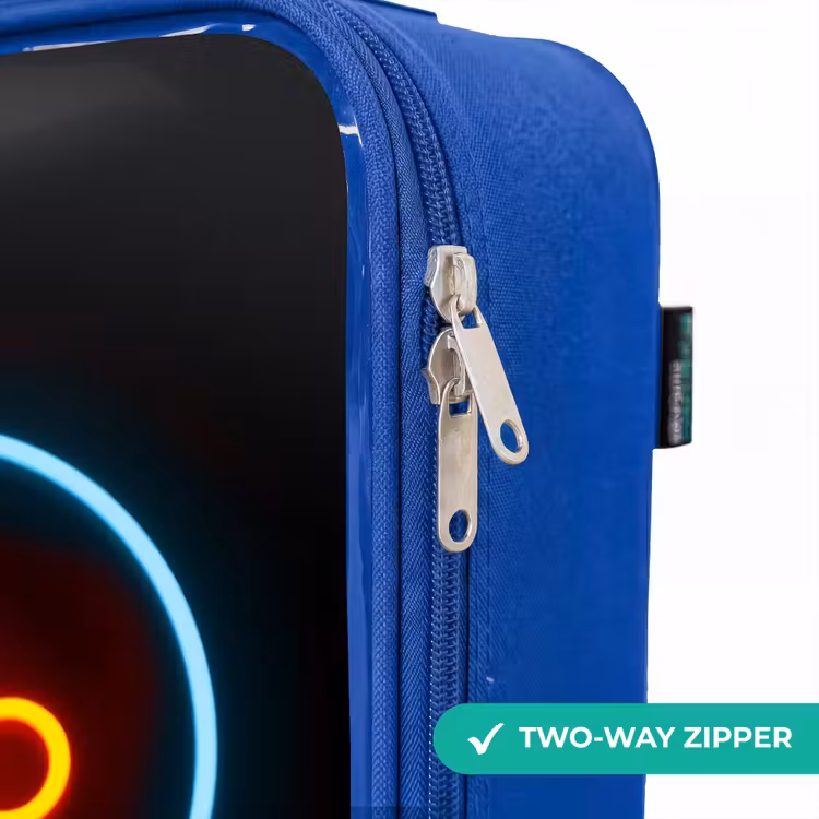 Qoute met neonkleuren Kinderkoffer - Blauw klein -rits_EN