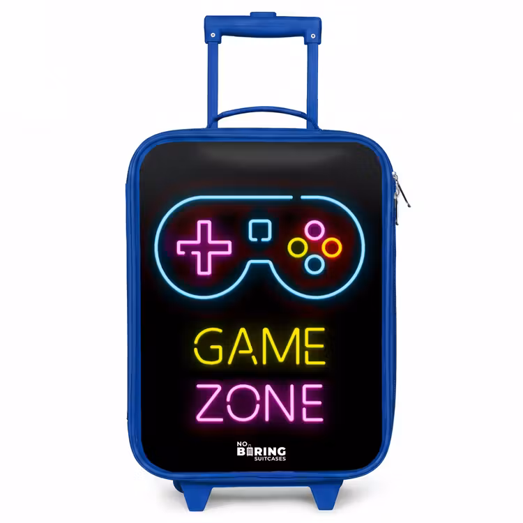 Qoute met neonkleuren Kinderkoffer - Blauw klein -3d