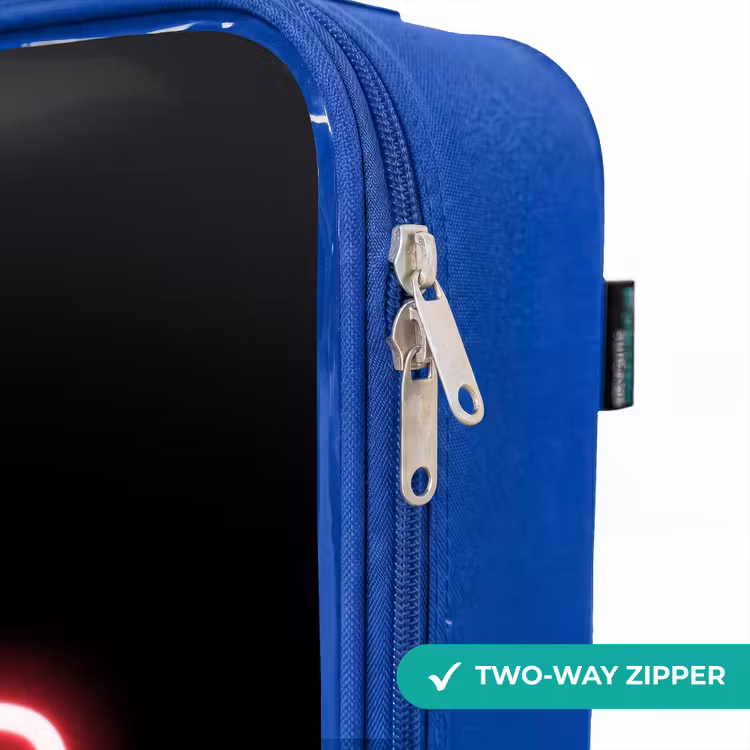 Qoute met neon lichten Kinderkoffer - Blauw klein -rits_EN