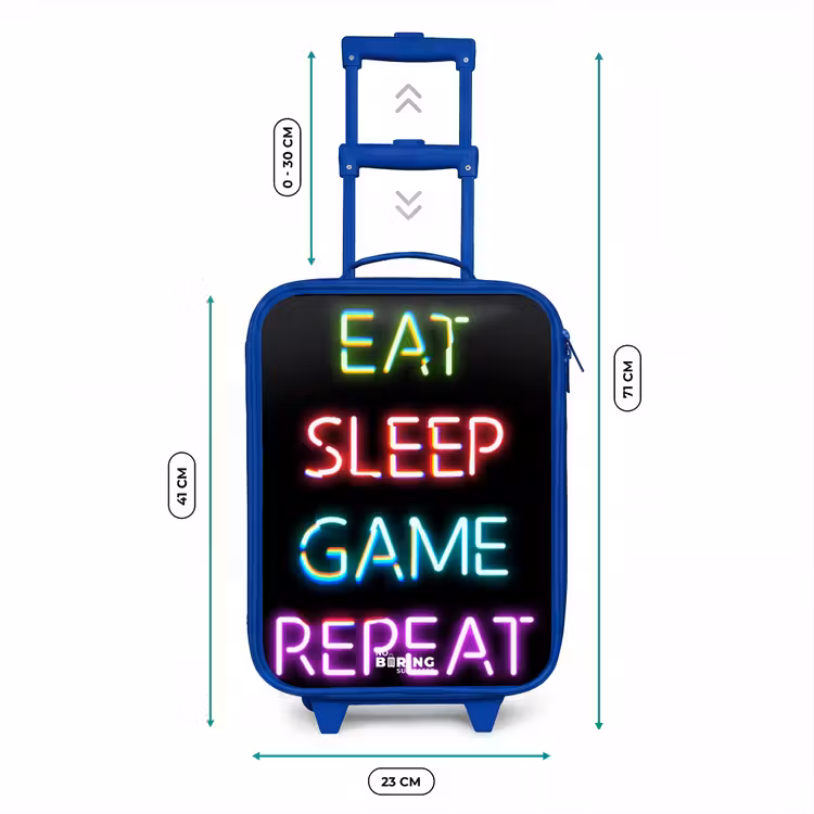 Qoute met neon lichten Kinderkoffer - Blauw klein -productfoto_formaten
