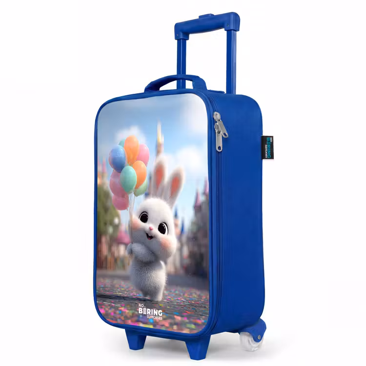 Konijn - Ballonnen Kinderkoffer - Blauw klein -productfoto_schuin