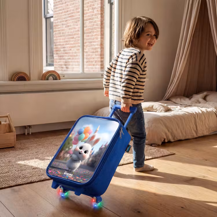 Konijn - Ballonnen Kinderkoffer - Blauw klein -sfeer1