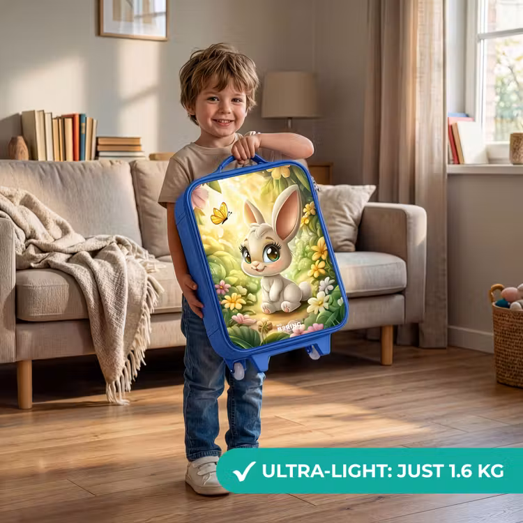 Konijn - Zonlicht - Sprookjesachtig - Vlinder Kinderkoffer - Blauw klein -sfeer2_EN