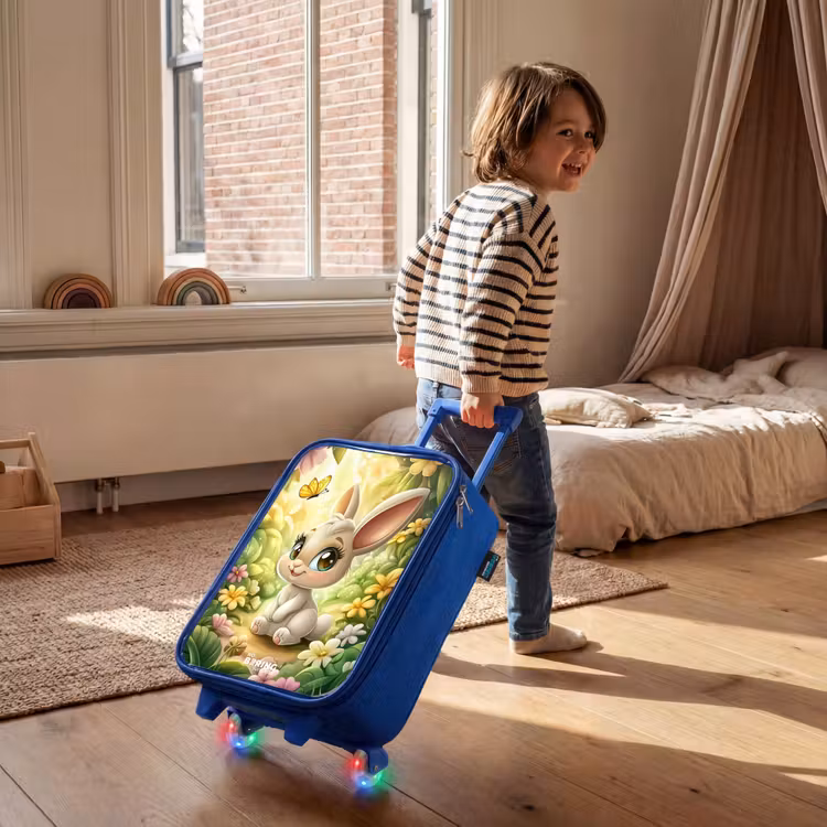 Konijn - Zonlicht - Sprookjesachtig - Vlinder Kinderkoffer - Blauw klein -sfeer1