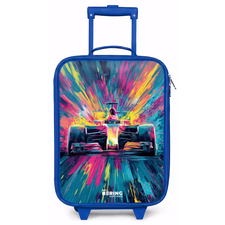 Raceauto - Explosie - Kleurrijk - Abstract Kinderkoffer - Blauw klein -zz3dotto