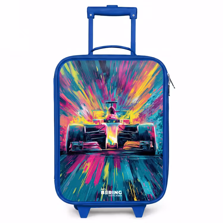 Raceauto - Explosie - Kleurrijk - Abstract Kinderkoffer - Blauw klein -3d