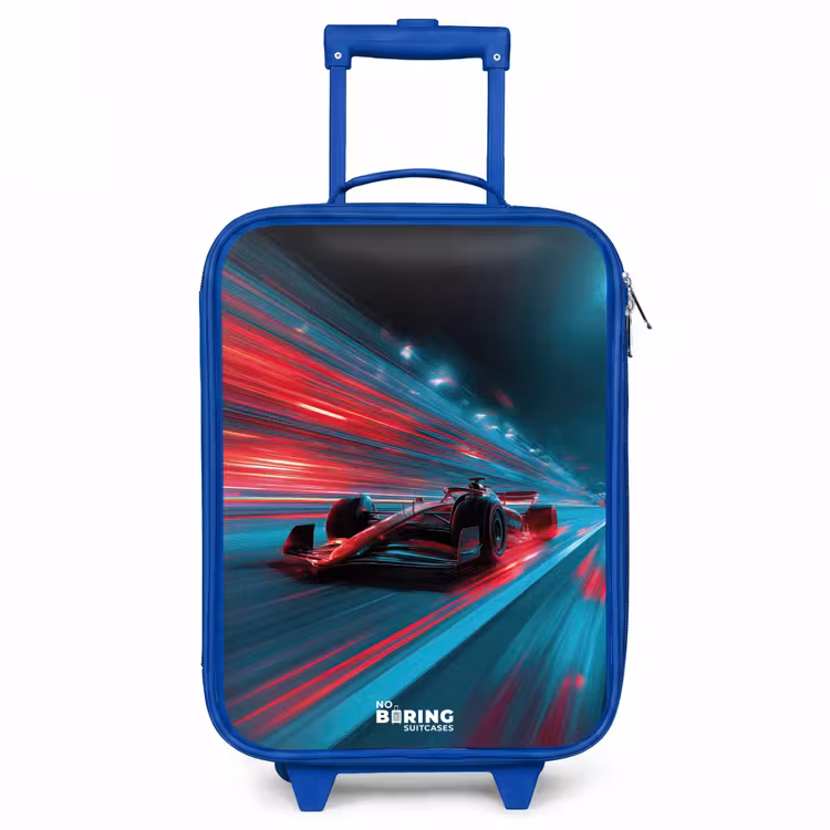 Raceauto - Baan - Neon - Verlichting Kinderkoffer - Blauw klein -3d