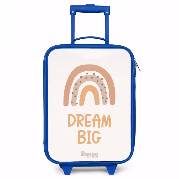 Regenboog met de quote 'Dream Big' Kinderkoffer - Blauw klein -3d
