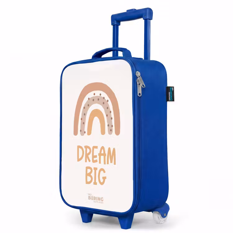 Regenboog met de quote 'Dream Big' Kinderkoffer - Blauw klein -productfoto_schuin