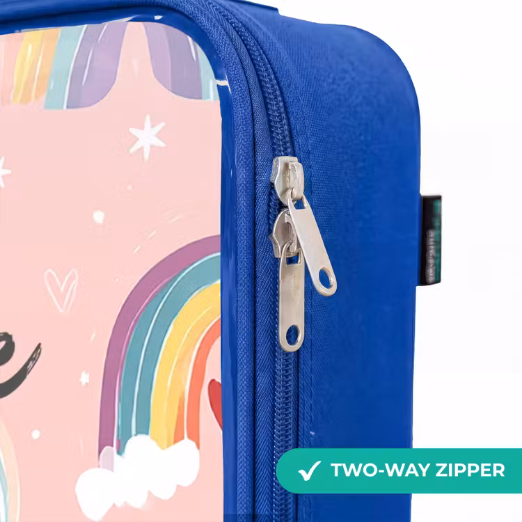Regenbogen op een roze achtergrond Kinderkoffer - Blauw klein -rits_EN