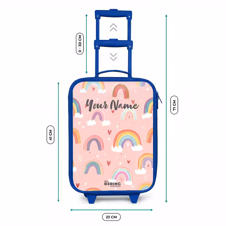 Regenbogen op een roze achtergrond Kinderkoffer - Blauw klein -productfoto_formaten