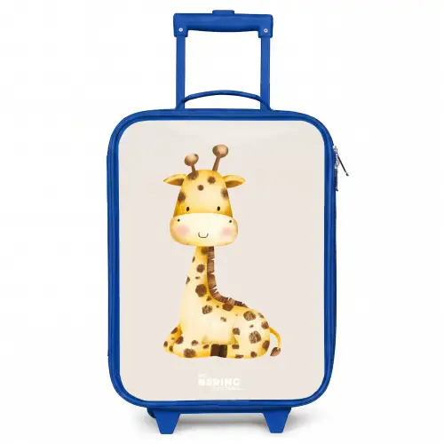 Liggende giraffe illustratie op beige achtergrond Kinderkoffer - Blauw klein -3d