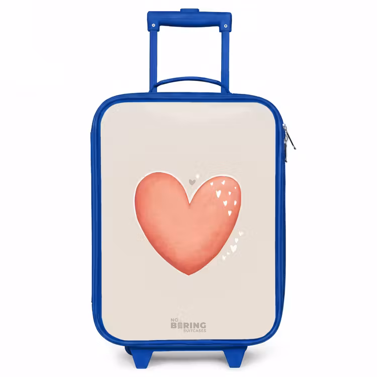 Rood hart op een beige achtergrond Kinderkoffer - Blauw klein -3d