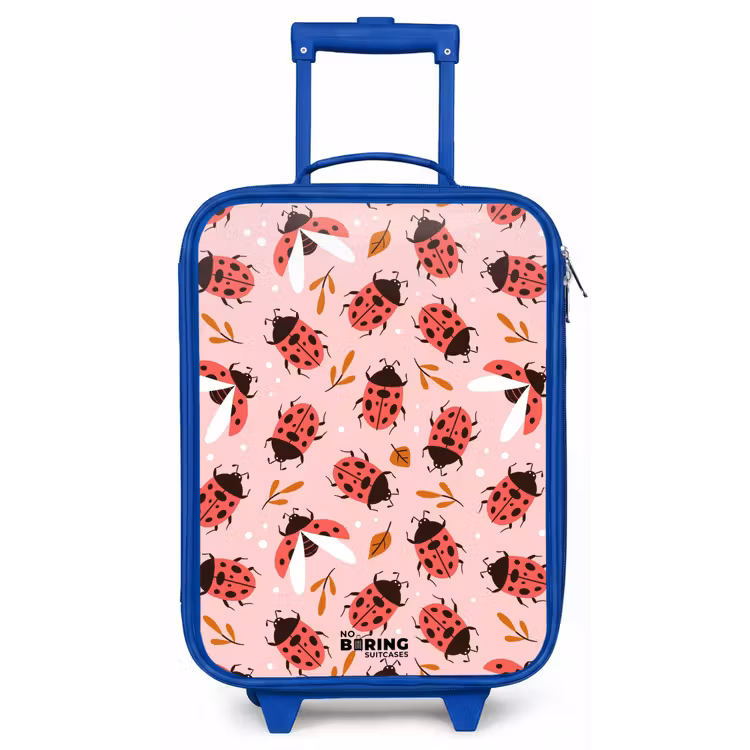 Rode lieveheersbeestjes op roze achtergrond Kinderkoffer - Blauw klein -zz3dotto