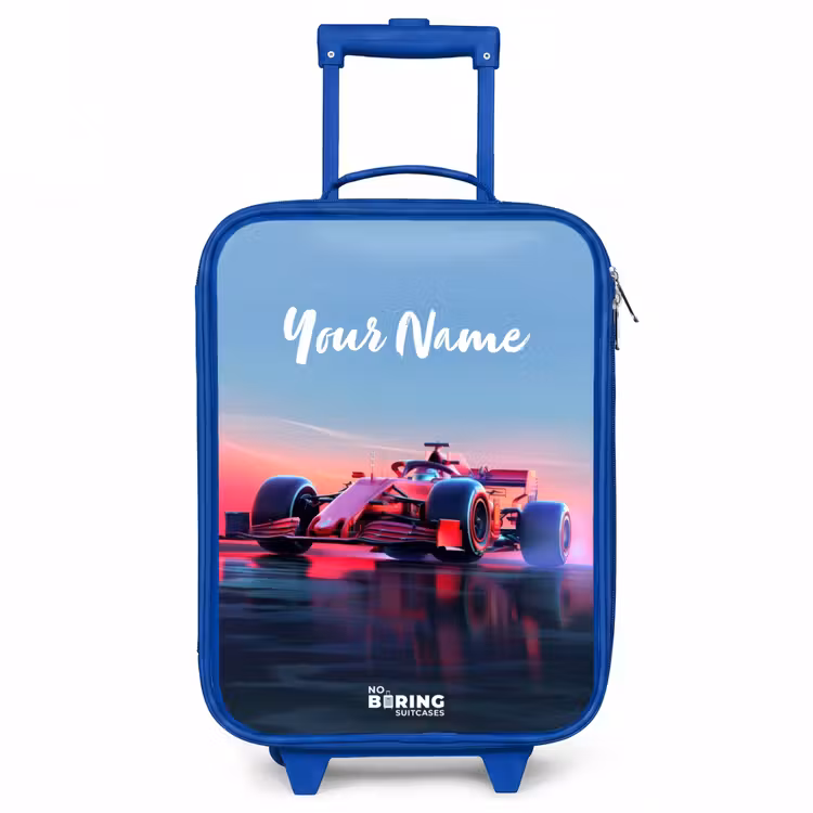 Rode racer Kinderkoffer - Blauw klein -3d