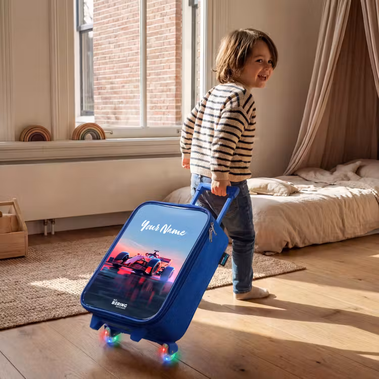 Rode racer Kinderkoffer - Blauw klein -sfeer1