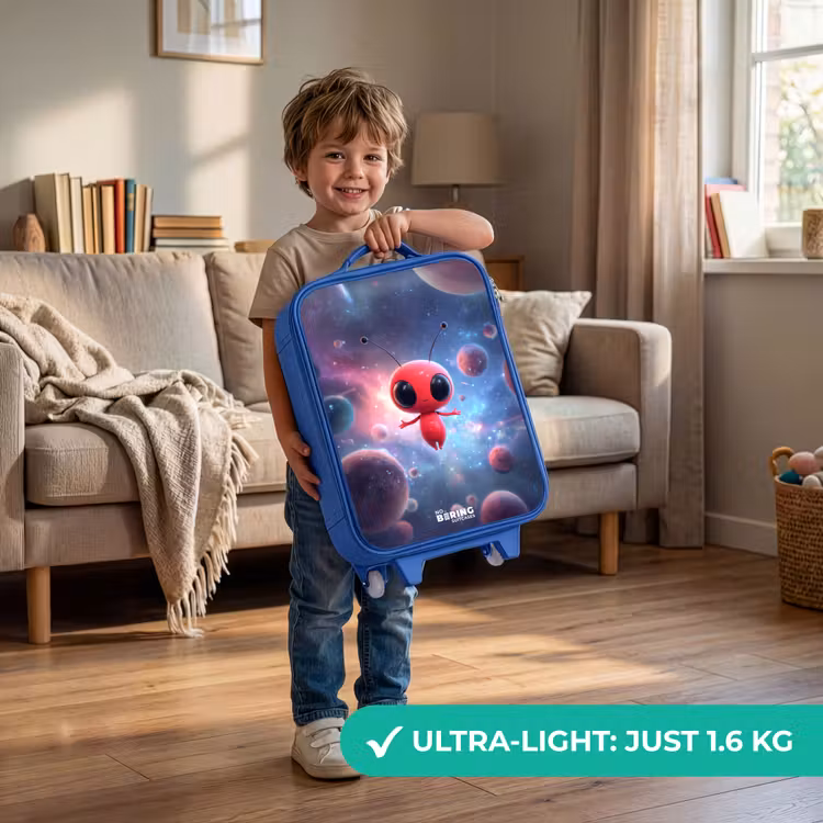 Rood Ruimtewezen in Kosmische Dans Kinderkoffer - Blauw klein -sfeer2_EN