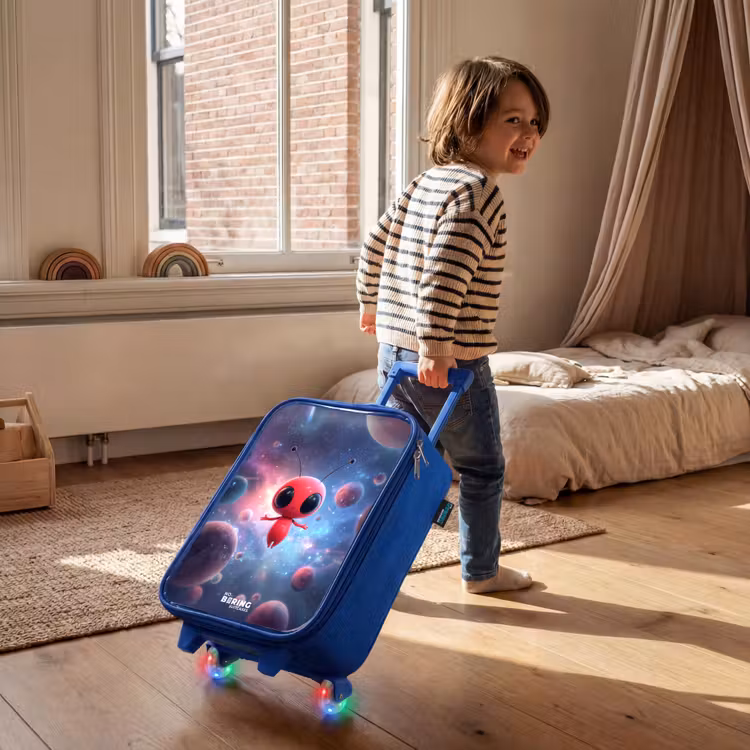Rood Ruimtewezen in Kosmische Dans Kinderkoffer - Blauw klein -sfeer1