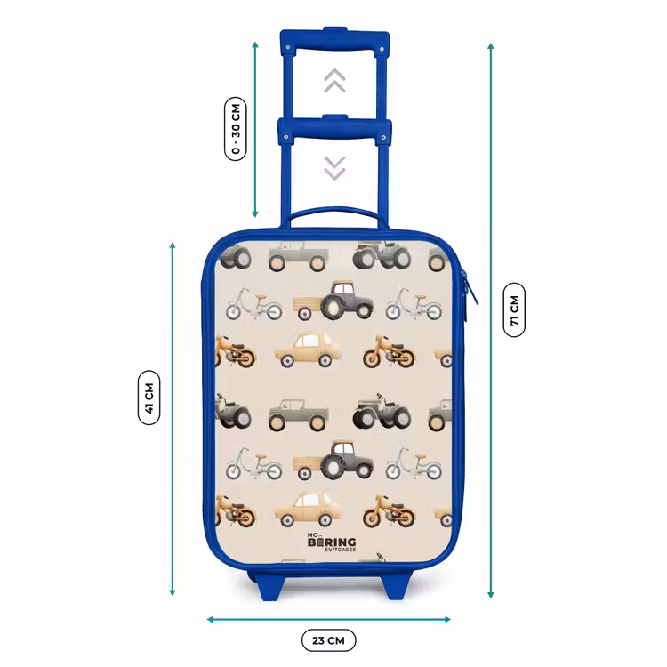 Retro voertuigen patroon Kinderkoffer - Blauw klein -productfoto_formaten