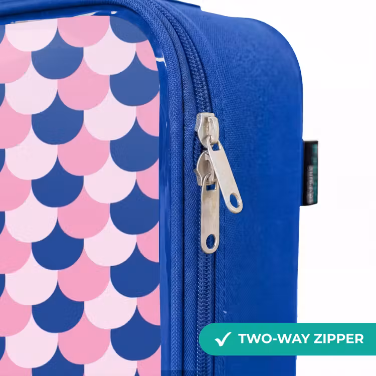 Schubben - Patroon - Blauw - Roze Kinderkoffer - Blauw klein -rits_EN