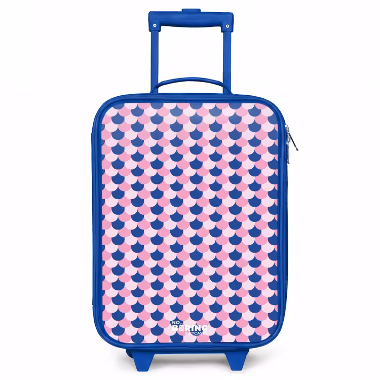 Schubben - Patroon - Blauw - Roze Kinderkoffer - Blauw klein -3d