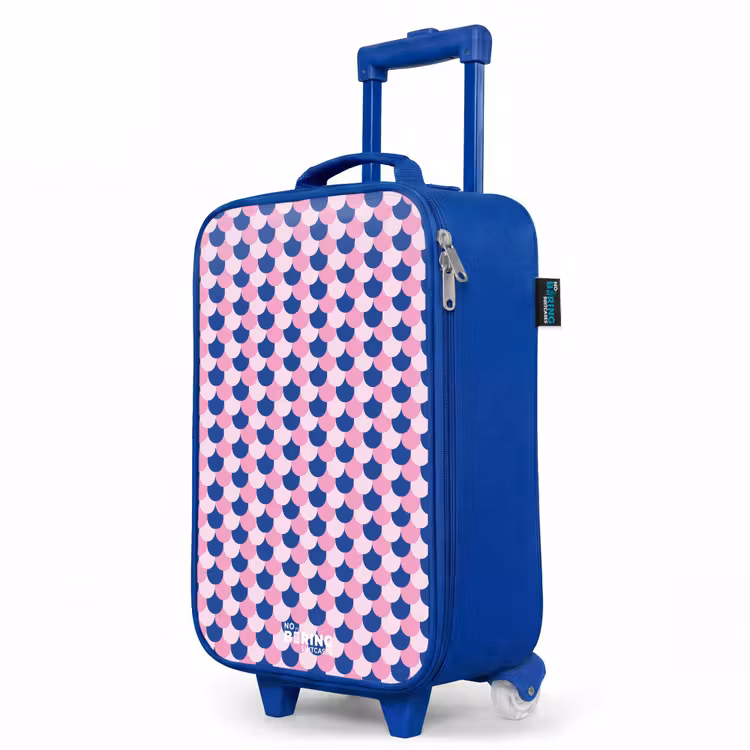 Schubben - Patroon - Blauw - Roze Kinderkoffer - Blauw klein -productfoto_schuin